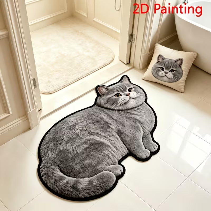 Cat-Like Plush Diatomaceous Earth Floor Mat for Home Bathroom, Absorbent and Quick-Drying Foot Mat