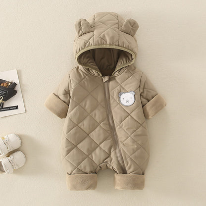 Cute Plush Baby Romper – Adorable Hooded One-Piece Jumpsuit for Little Ones