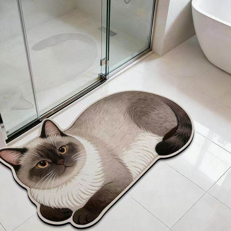 Diatom Mud Cute Pet-Themed Diatomaceous Earth Mat for Bathroom