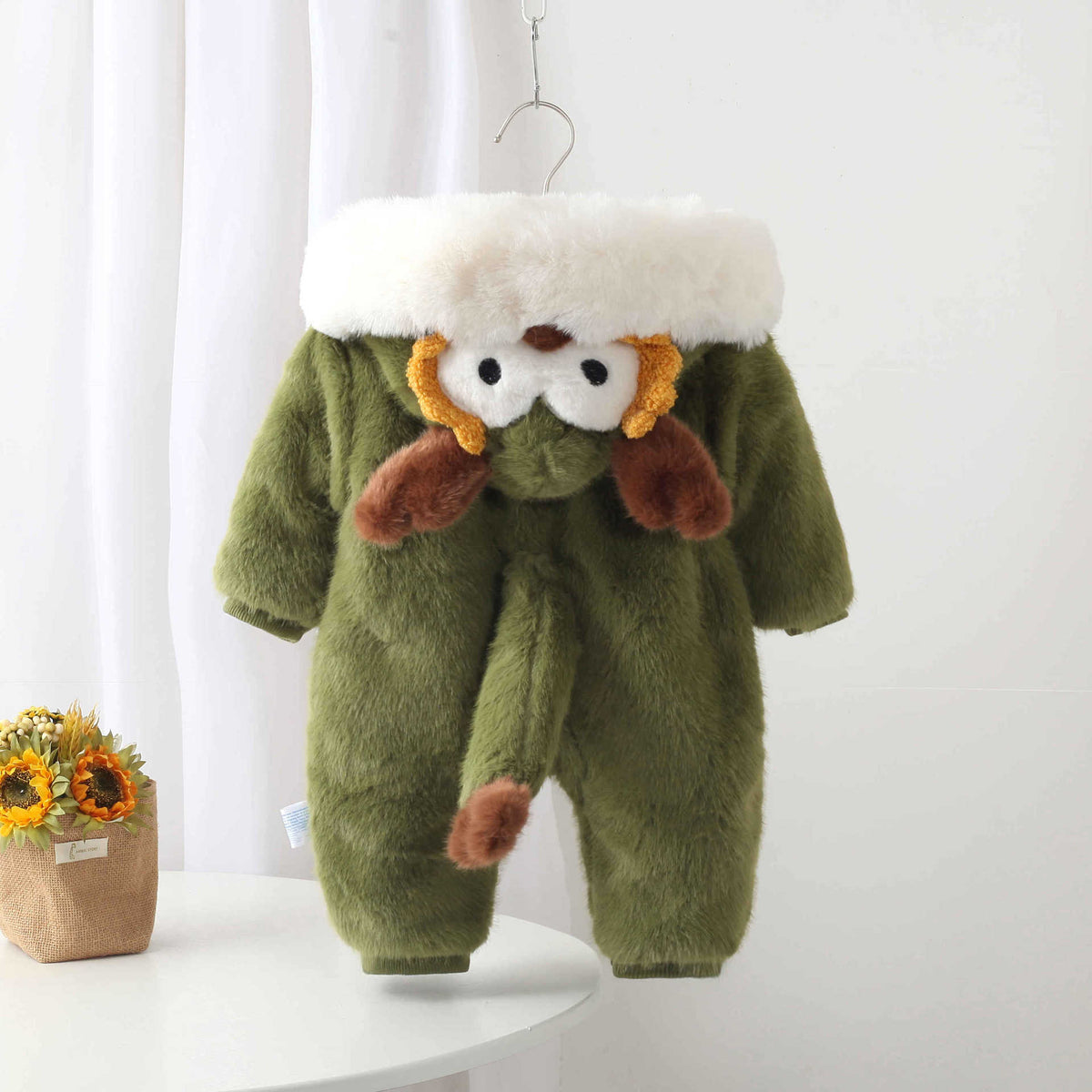Adorable Plush Baby Jumpsuit – Warm Hooded Romper for Newborns & Little Ones