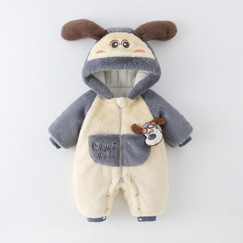 Soft Baby One-Piece Jumpsuit – Cozy Fleece Hooded Romper for Newborns & Toddlers