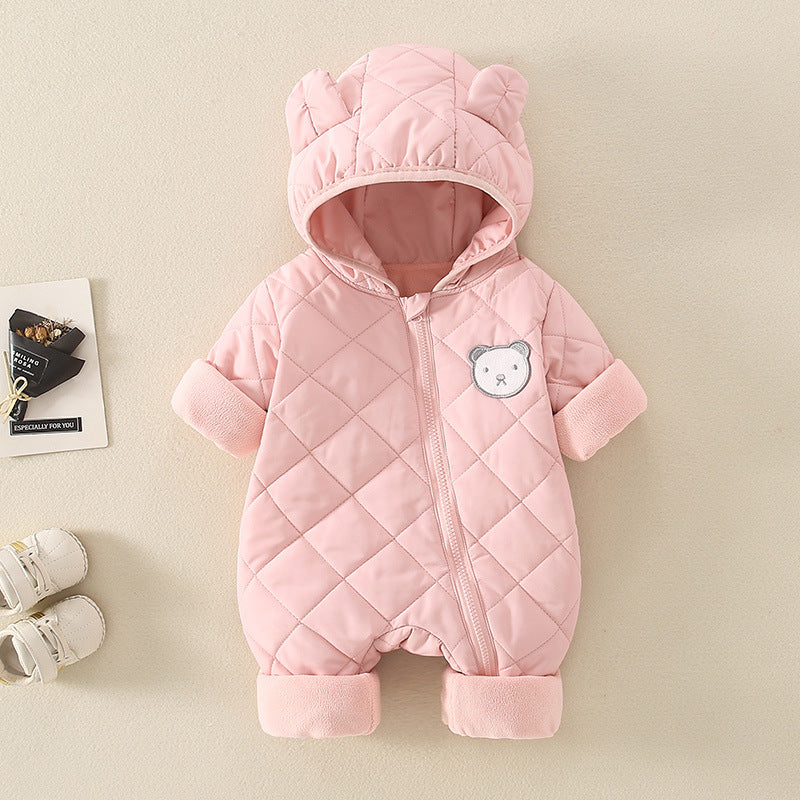 Cute Plush Baby Romper – Adorable Hooded One-Piece Jumpsuit for Little Ones