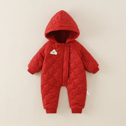 Little One Cozy Fleece Jumpsuit – Cute Animal Hooded Baby Romper 0–3 Years