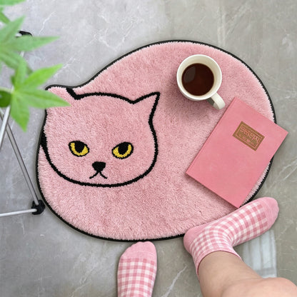 Cute Animal Door Mat, 3D Cat Printed Doormat, Funny Kitten Rug for Bedroom Bathroom & Entrance Decor