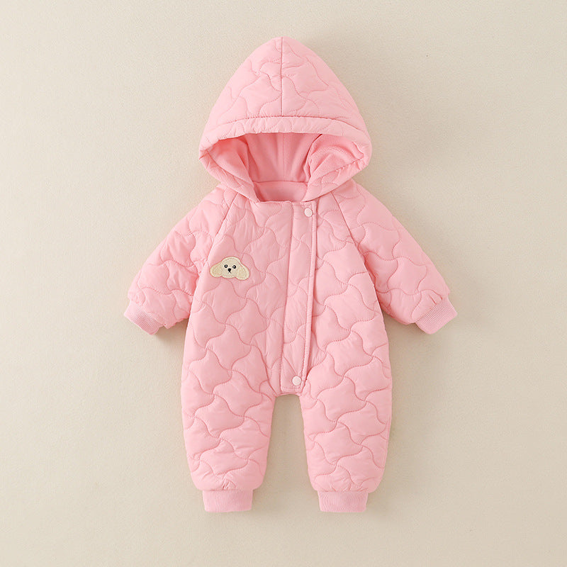Little One Cozy Fleece Jumpsuit – Cute Animal Hooded Baby Romper 0–3 Years