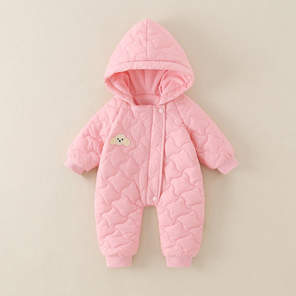 Little One Cozy Fleece Jumpsuit – Cute Animal Hooded Baby Romper 0–3 Years