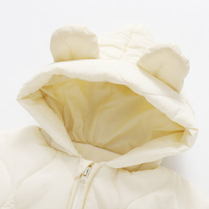 Little Bear Baby Jumpsuit – Adorable Hooded Fleece Romper for Newborns & Toddlers