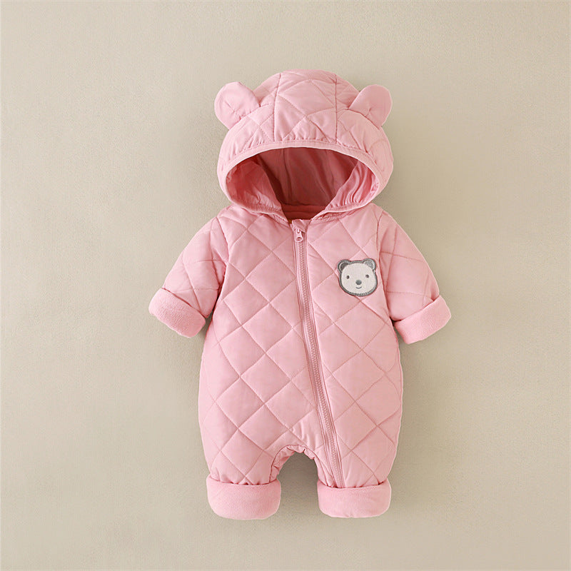 Warm Baby Fleece Romper – Cute Hooded Jumpsuit for Newborns & Growing Toddlers