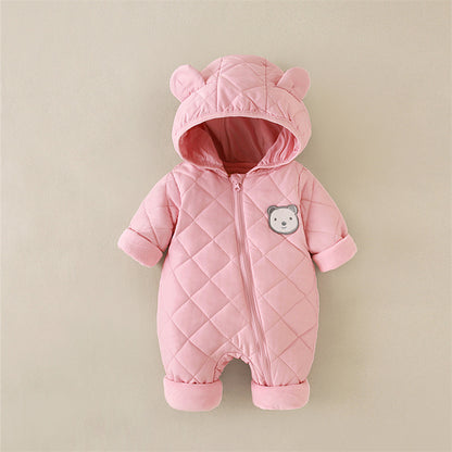 Warm Baby Fleece Romper – Cute Hooded Jumpsuit for Newborns & Growing Toddlers