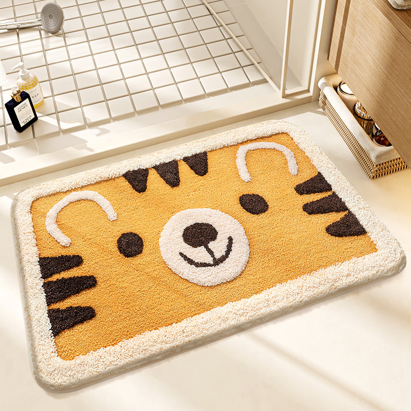 Cartoon Animal Flocking Carpet Floor Mat Household Toilet Door Bathroom Anti-slip Mat Absorbent Foot Mat