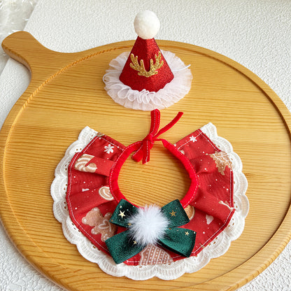 Pet Christmas Scarf, Cat Christmas Hats, Decorative Neck Scarves and Collars For Small and Medium-Sized Dogs