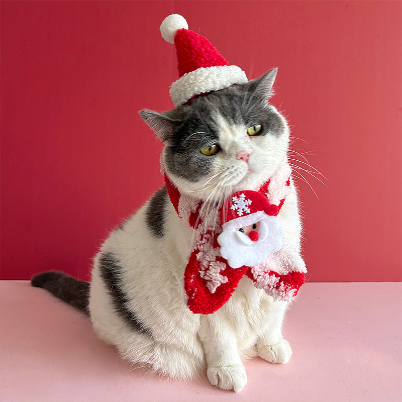 Christmas Pet Scarves, Plush Cat Scarves, Cute Warm Suede Dog Woolen Saliva Towels, Accessories for the Elderly