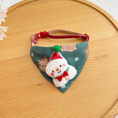 Christmas New Pet Triangle Scarf Collar Cute Cat Christmas Accessories Dog Collar Red Elk