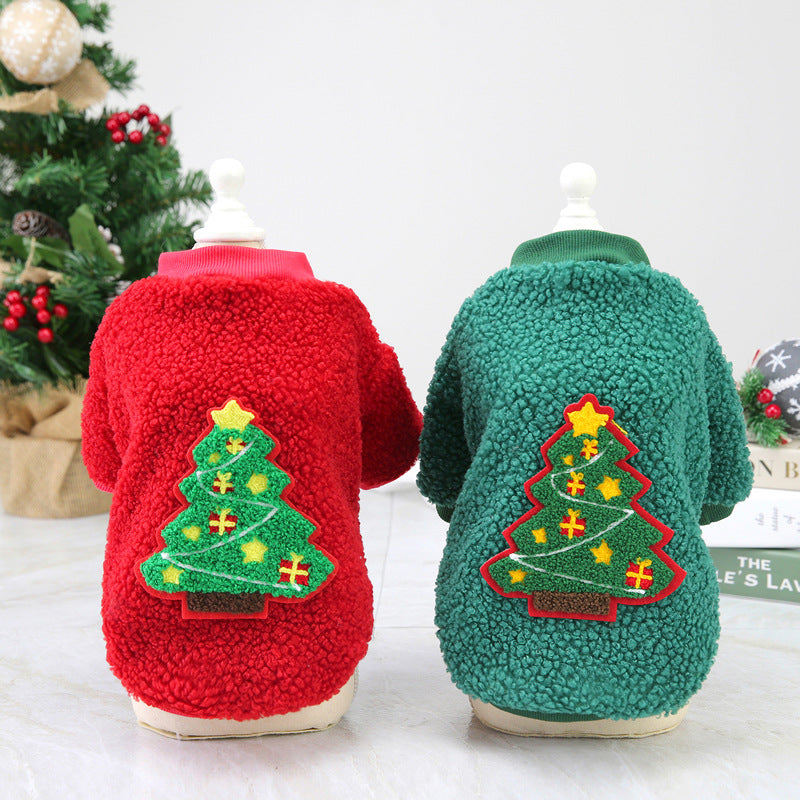 Dog Clothes Autumn and Winter Pet Clothes New Teddy Small Dog Pet Clothing Winter 21 Christmas Tree Fleece