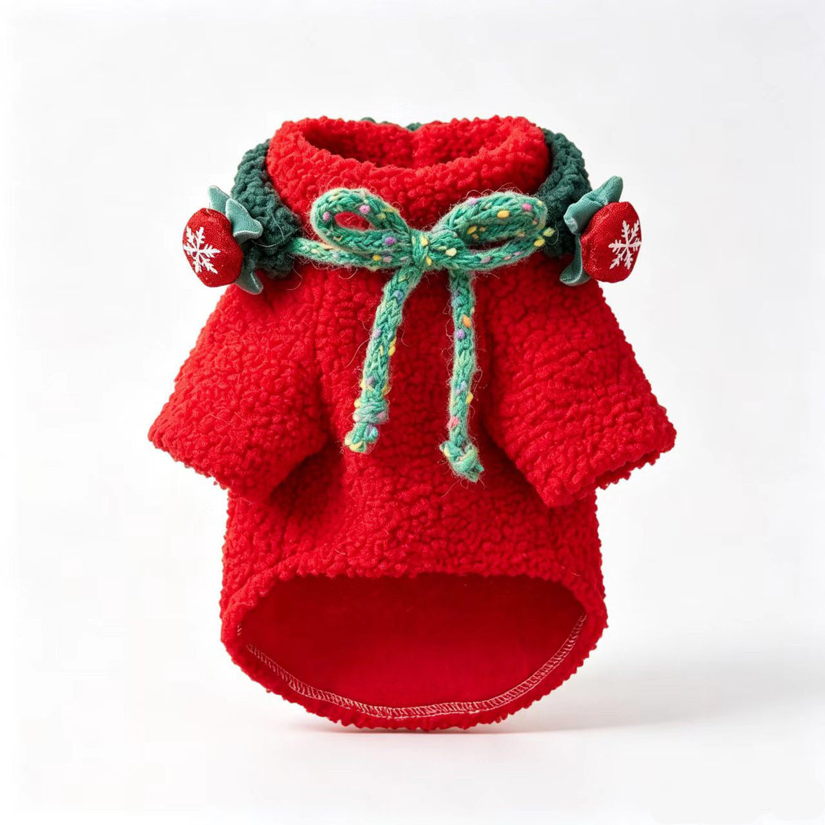 Christmas Dog Sweater Pet Clothing Red Plush Warm Coat for Teddy, Bichon