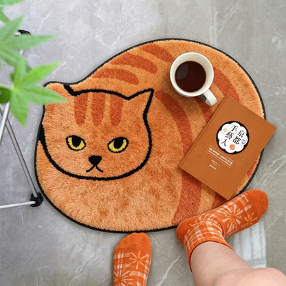 Cute Animal Door Mat, 3D Cat Printed Doormat, Funny Kitten Rug for Bedroom Bathroom & Entrance Decor