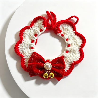 Cat Neck Scarf, Dog Bib, Christmas Knitted Pet Accessories, Collar, Yarn Bow Tie, Dog Drool Bib