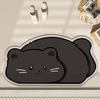 3D Diatom Mud Cat Doormat, Cute Kitten Door Mat, Funny Animal Entrance Rug for Bathroom Bedroom & Front Door