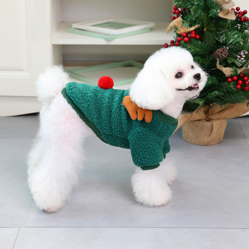 Dog Clothes Autumn and Winter Pet Clothes New Teddy Small Dog Pet Clothing Winter 21 Christmas Tree Fleece