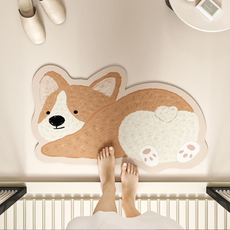 Funny 3D Dog Door Mat, Realistic Puppy Doormat, Cute Animal Rug for Entryway Bedroom & Bathroom