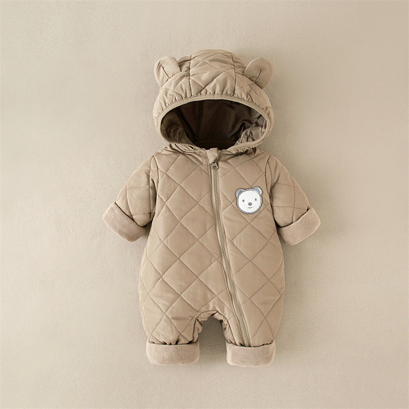 Warm Baby Fleece Romper – Cute Hooded Jumpsuit for Newborns & Growing Toddlers