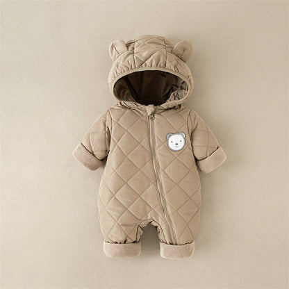 Warm Baby Fleece Romper – Cute Hooded Jumpsuit for Newborns & Growing Toddlers