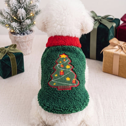 Christmas Dog Sweater Pet Clothing Red Plush Warm Coat for Teddy, Bichon