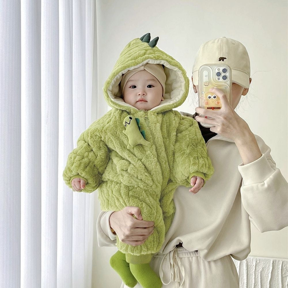 Fluffy Baby Hooded Jumpsuit – Cute Cozy One-Piece Outfit for Babies 0–3 Years