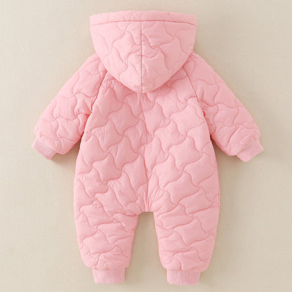 Little One Cozy Fleece Jumpsuit – Cute Animal Hooded Baby Romper 0–3 Years