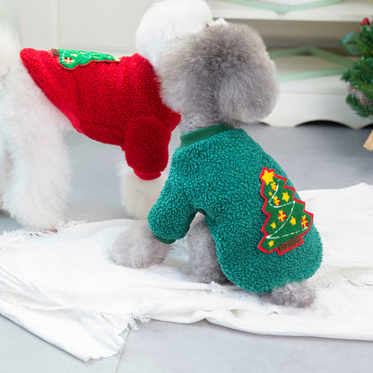 Dog Clothes Autumn and Winter Pet Clothes New Teddy Small Dog Pet Clothing Winter 21 Christmas Tree Fleece