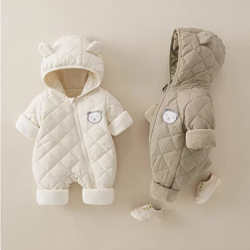 Warm Baby Fleece Romper – Cute Hooded Jumpsuit for Newborns & Growing Toddlers