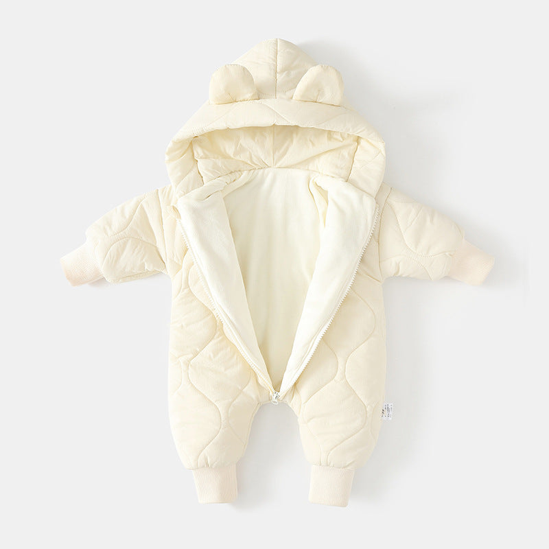 Little Bear Baby Jumpsuit – Adorable Hooded Fleece Romper for Newborns & Toddlers