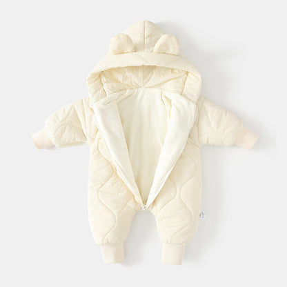 Little Bear Baby Jumpsuit – Adorable Hooded Fleece Romper for Newborns & Toddlers