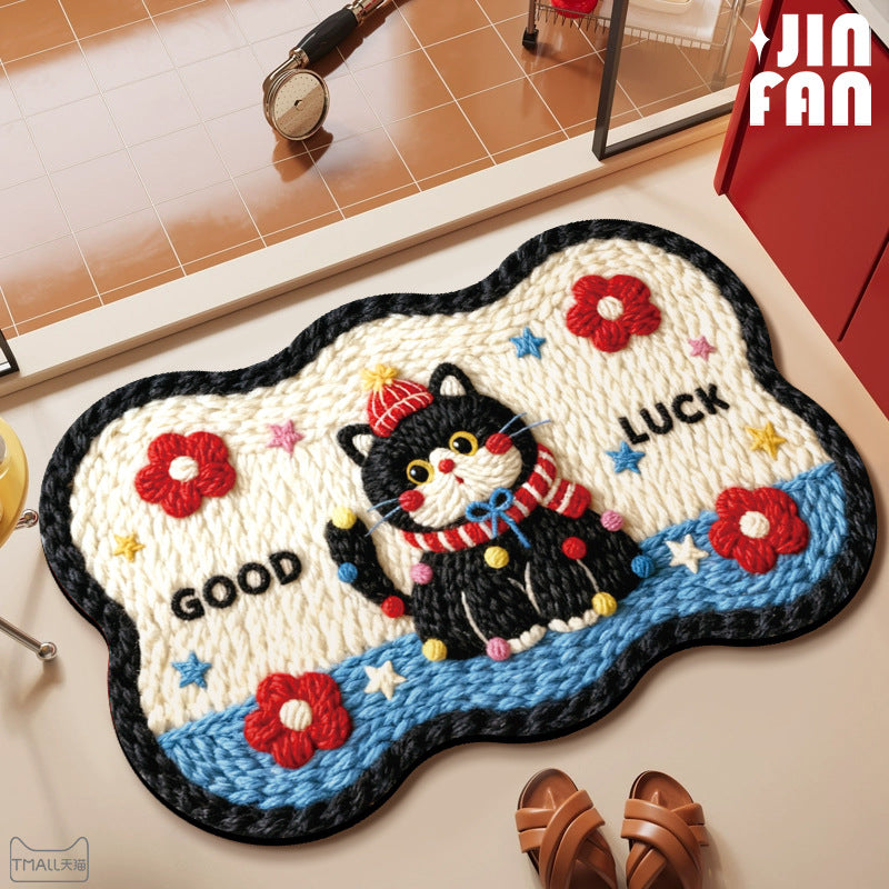 Cartoon Cat Diatom Mud Floor Mat Bathroom Sink Non-Slip Home Decor