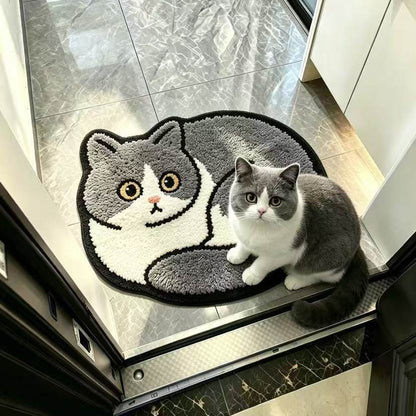 Cute Animal Door Mat, 3D Cat Printed Doormat, Funny Kitten Rug for Bedroom Bathroom & Entrance Decor
