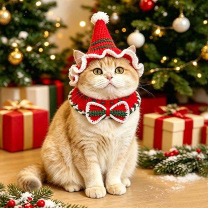 Pet Christmas Hats for Cats and Dogs, Headgear and Woolen Accessories