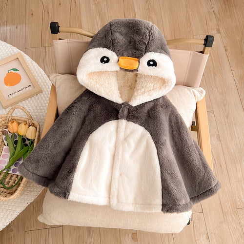 Cute Baby Fleece Cloak – Soft Hooded One-Piece Romper for Newborns & Toddlers
