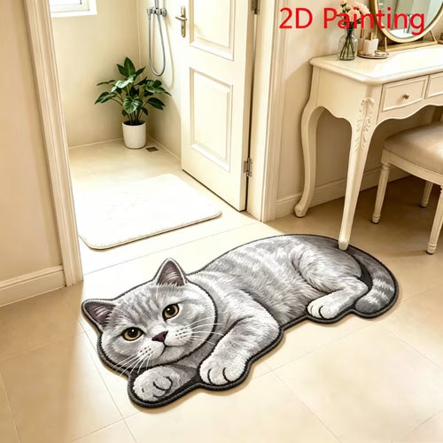 Imitation Cashmere Cute Pet-Themed Carpet for Entryway, Faux Cashmere Foot Mat Home Decor