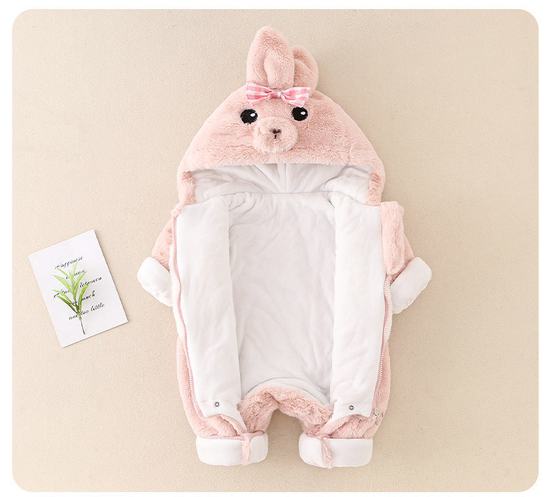 Baby Plush Romper – Warm Hooded Fleece Jumpsuit for Newborns, Babies & Toddlers