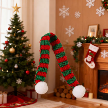 6pcs Christmas Knitted Cat Scarf Polyester Small Fur Ball Decorative Toy Accessories Scarf Pet Scarf