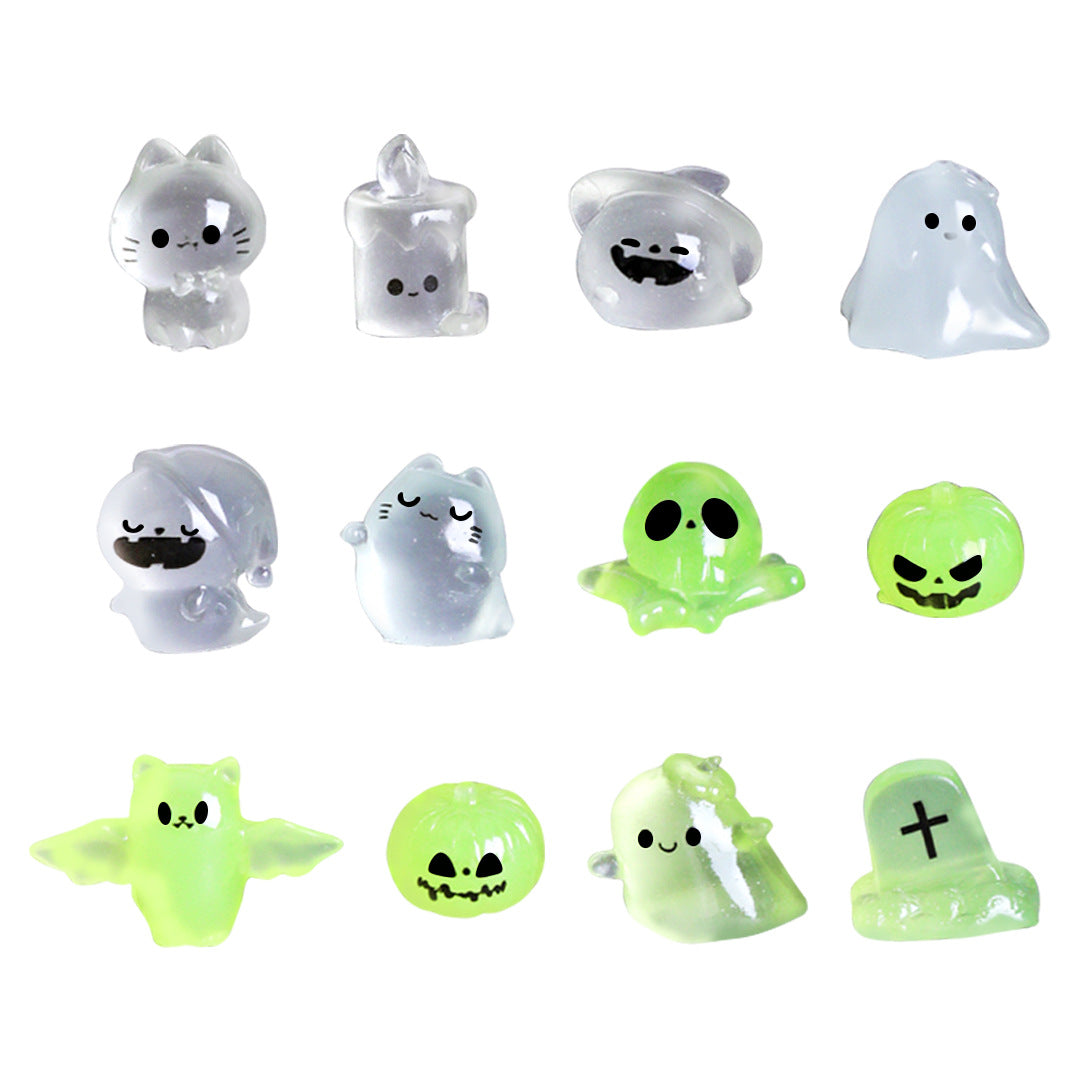 Micro Landscape Luminous Halloween Creative Cute Ghost Devil Pumpkin Decorations DIY Accessories Resin Small Ornaments