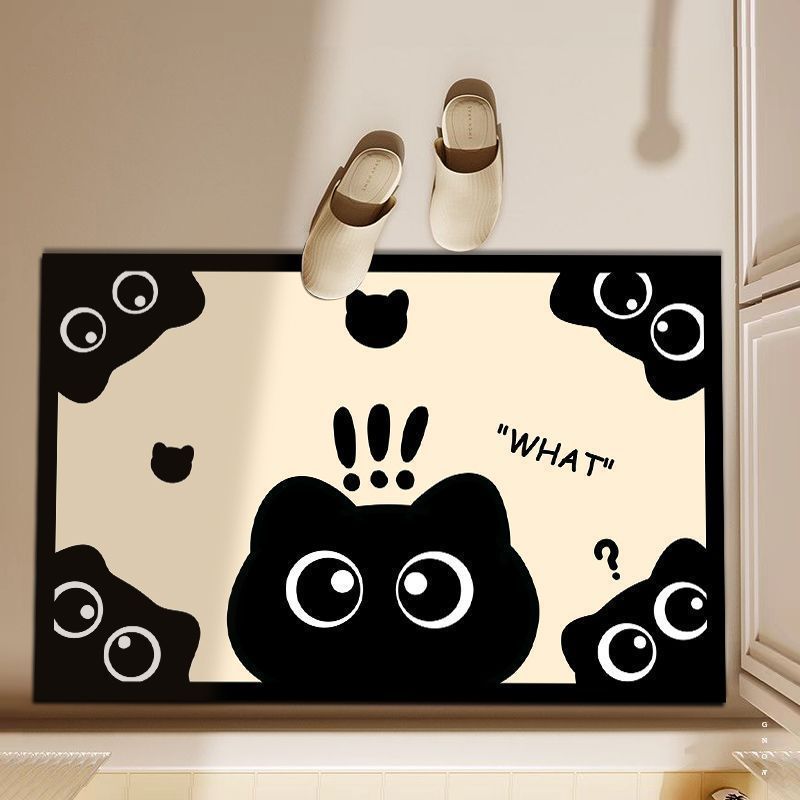 3D Diatom Mud Cat Doormat, Cute Kitten Door Mat, Funny Animal Entrance Rug for Bathroom Bedroom & Front Door