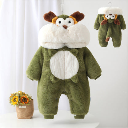Adorable Plush Baby Jumpsuit – Warm Hooded Romper for Newborns & Little Ones