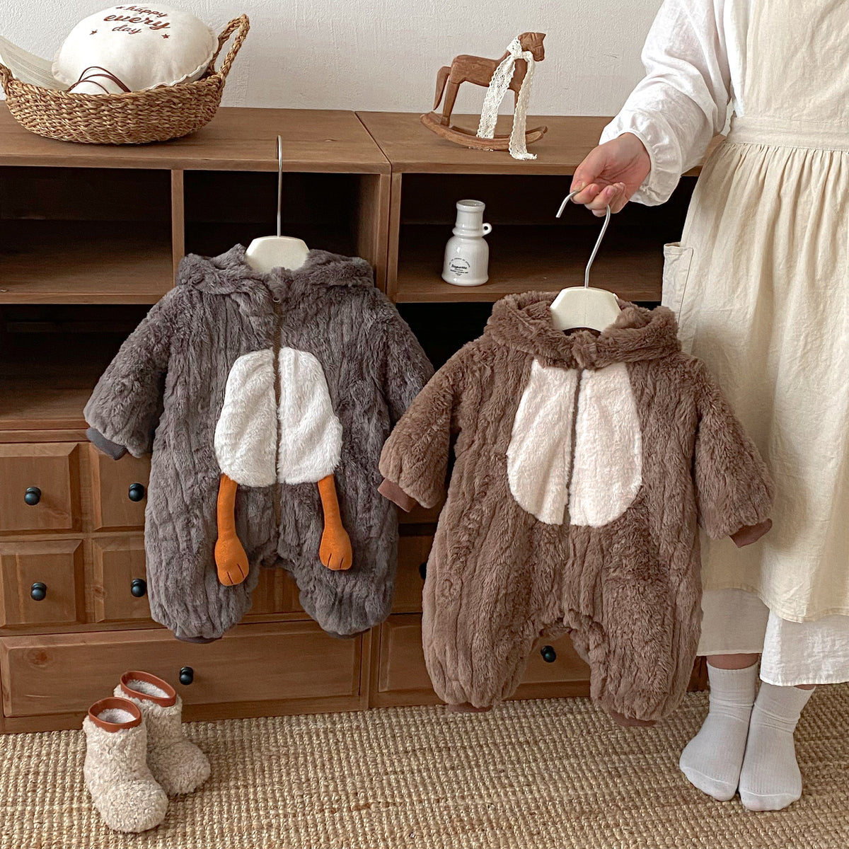 Toddler Fleece Jumpsuit – Cute Hooded Baby Romper for Boys & Girls