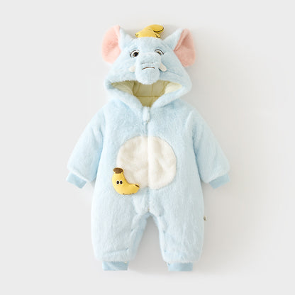 Newborn Baby Jumpsuit – Cozy Rabbit Fleece Hooded Romper for Babies & Toddlers