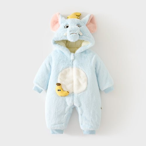 Newborn Baby Jumpsuit – Cozy Rabbit Fleece Hooded Romper for Babies & Toddlers