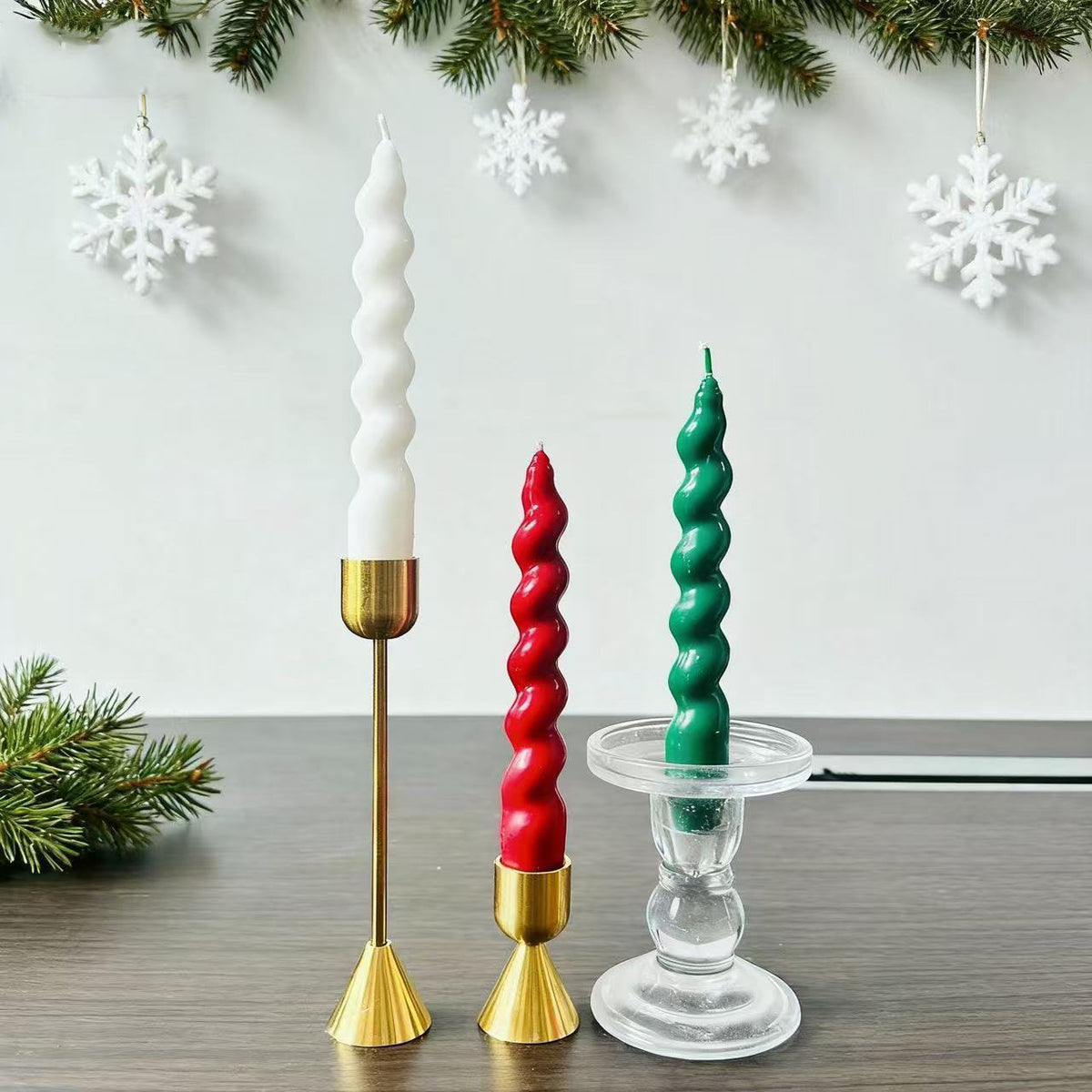 Christmas Ornaments, Decorative Threaded Long-Stem Candles, Niche High-End Ambiance Candles for Weddings, Hotels, and Parties