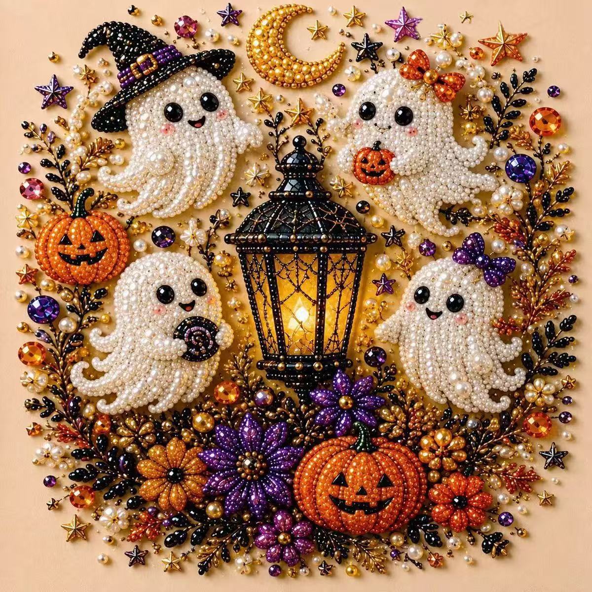 Halloween Pearl Art DIY Kit – Spooky Beaded Painting Craft Set