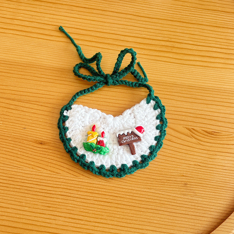 Pet Christmas Scarves, Cat Scarves, Dog Bibs, Accessories, Yarn Santa Bibs