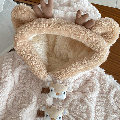 Sweet Baby Fleece Cloak – Adorable Hooded One-Piece Romper for Babies 0–3 Years